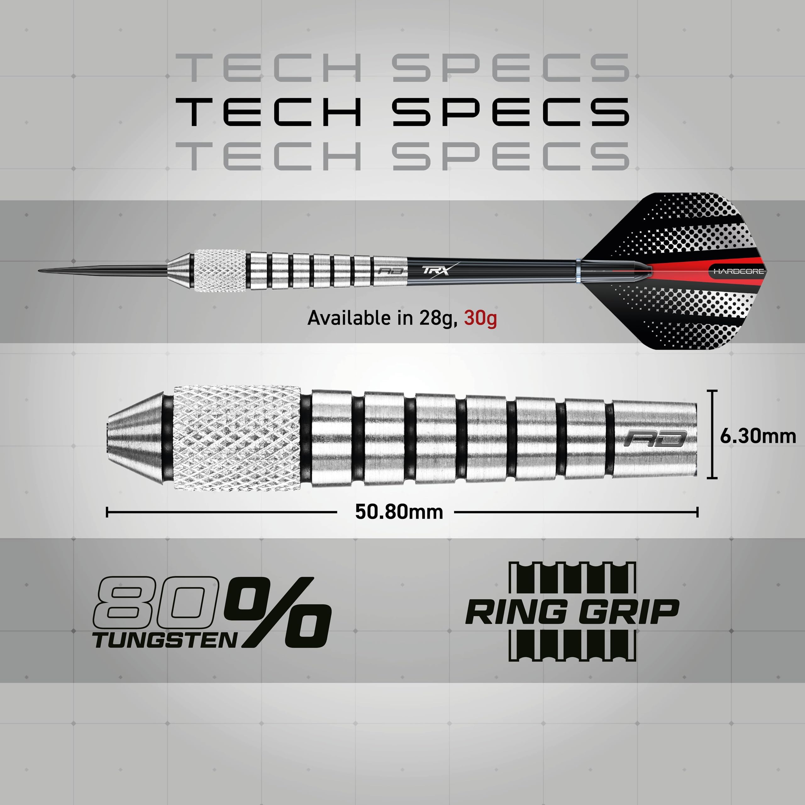 Red Dragon Sidewinder: 30G Flightmaster - 80% Tungsten Steel Darts With Flights And Stems