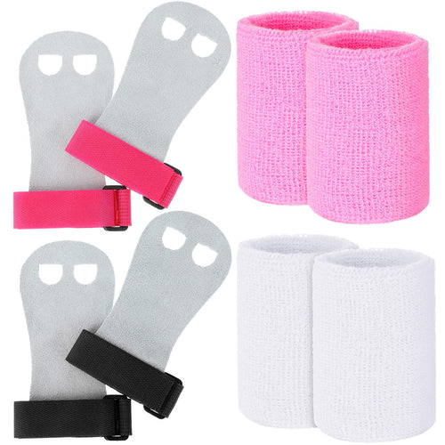 2 Gymnastics Grips Wristbands Sets For Kids Youth, Palm Protection And Wrist Support Sports Accessories For Workout Exercise (Pi