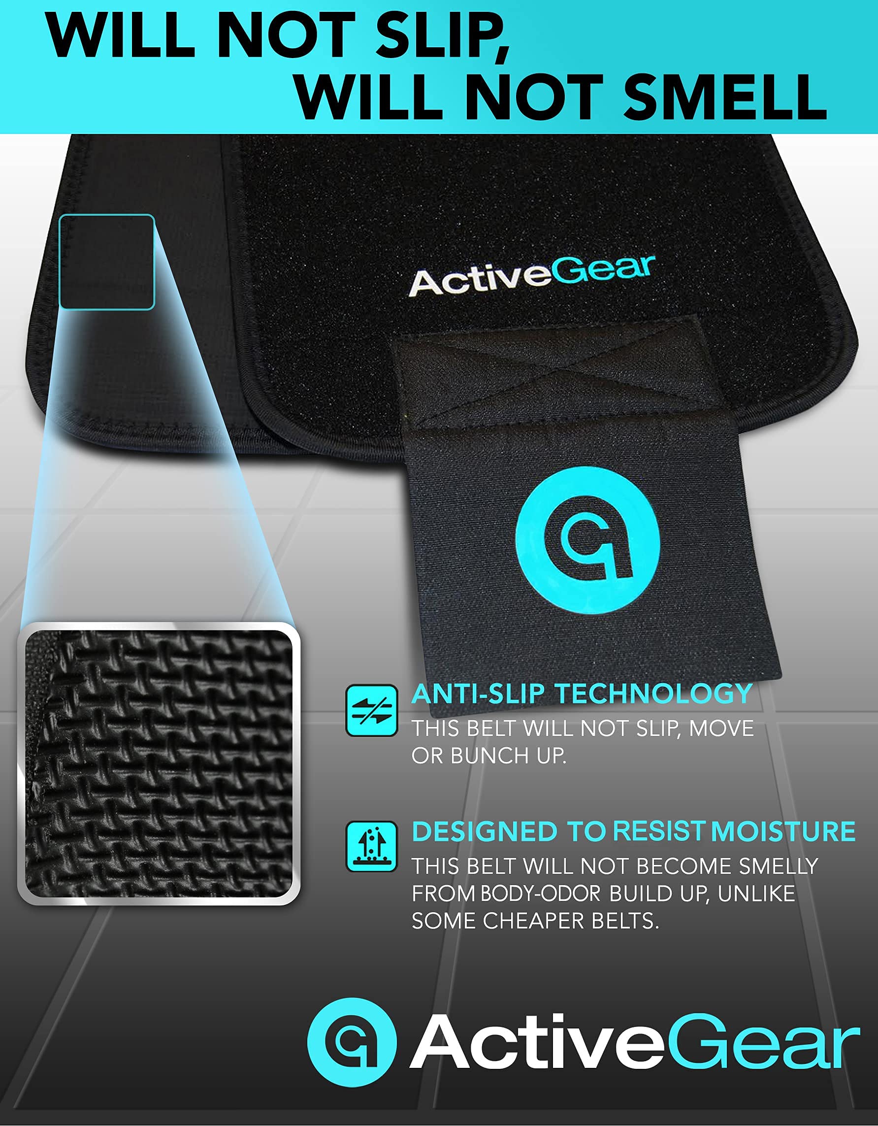 ActiveGear Waist Trimmer Belt for Stomach and Back Lumbar Support, Medium: 8 x 42 - Blue