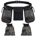 Shinylin Outdoor Exploration Foraging Belt, Rockhounding Bag with Adjustable Waistband with 4 Mesh Picking Pouch for Collecting 