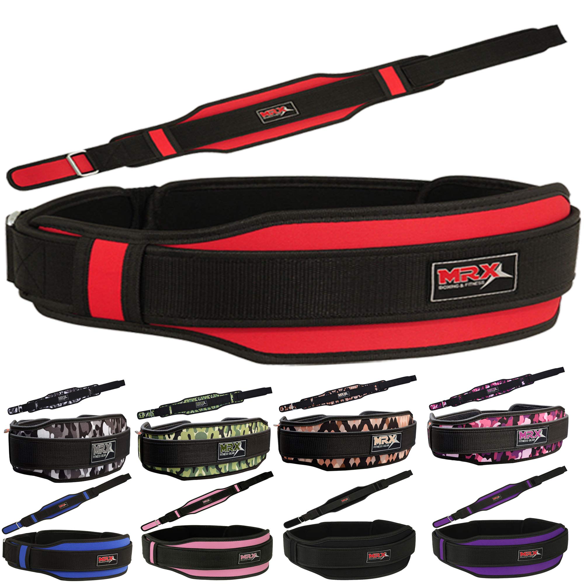Mrx Weight Lifting Belt With Double Back Support Gym Training 5'' Wide Belts 11 Colors (Red, Large)