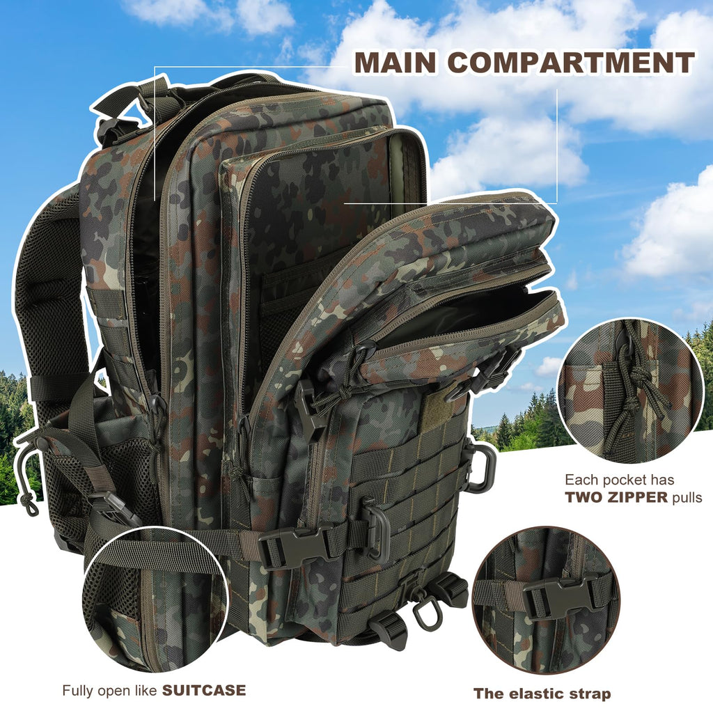 Hannibal Tactical 45L Molle Assault Pack, Tactical Backpack Army Military Camping Rucksack With Bottle Holder, 3-Day Pack Travel