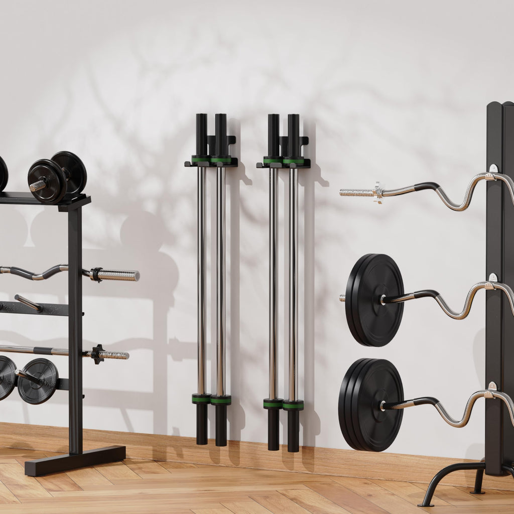Vertical Barbell Rack Barbell Holder Wall Mount Barbell Storage Holder Olympic Bar Hanger For Home Commercial Garage Gym (Double