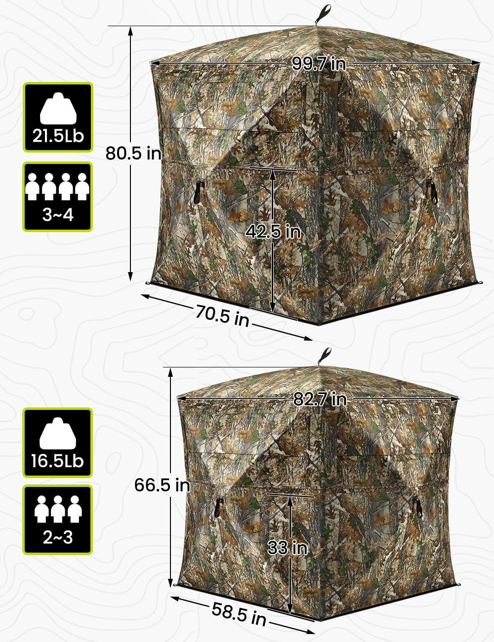 Tidewe Hunting Blind 270See Through With Carrying Bag, 3-4 Person Pop Up Ground Blinds, Portable Resilient Hunting Tent (Forest