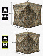 Tidewe Hunting Blind 270See Through With Carrying Bag, 3-4 Person Pop Up Ground Blinds, Portable Resilient Hunting Tent (Forest