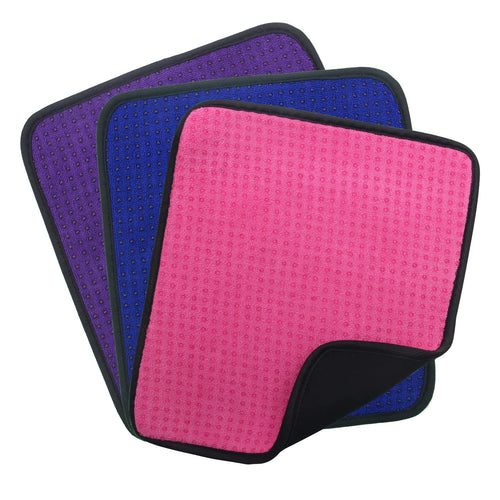 Anglekai 3 Pack Bowling Ball Towels, 10  x 8  Microfiber Bowling Shammy Accessories with Easy-Grip Dots Non-Slip (Blue+Purple+Pi