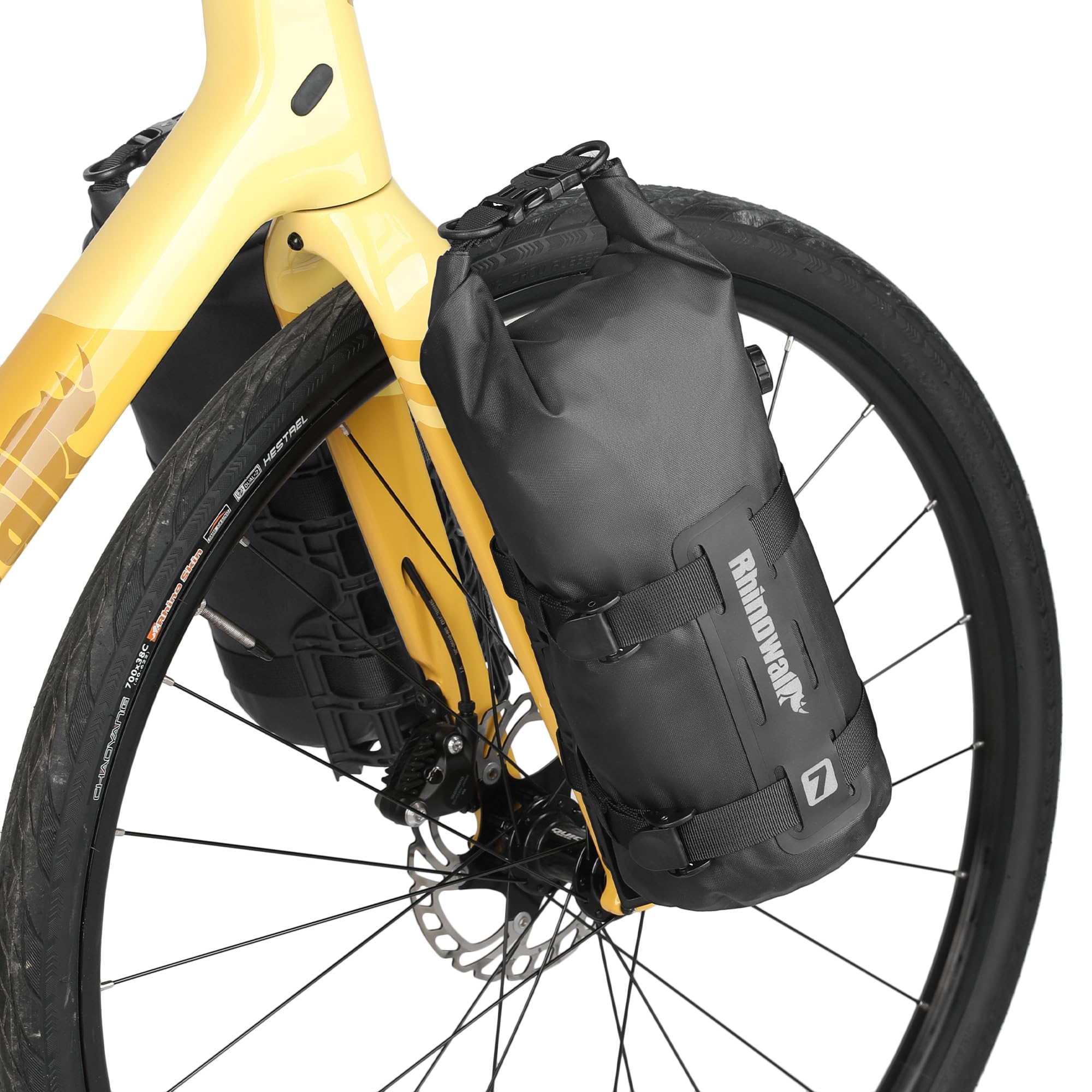 Rhinowalk Bike Front Fork Bag Waterproof Bicycle Pannier Heavy-Duty Rack Pouch with Air Valve and Reflective Design, Cycling Bag