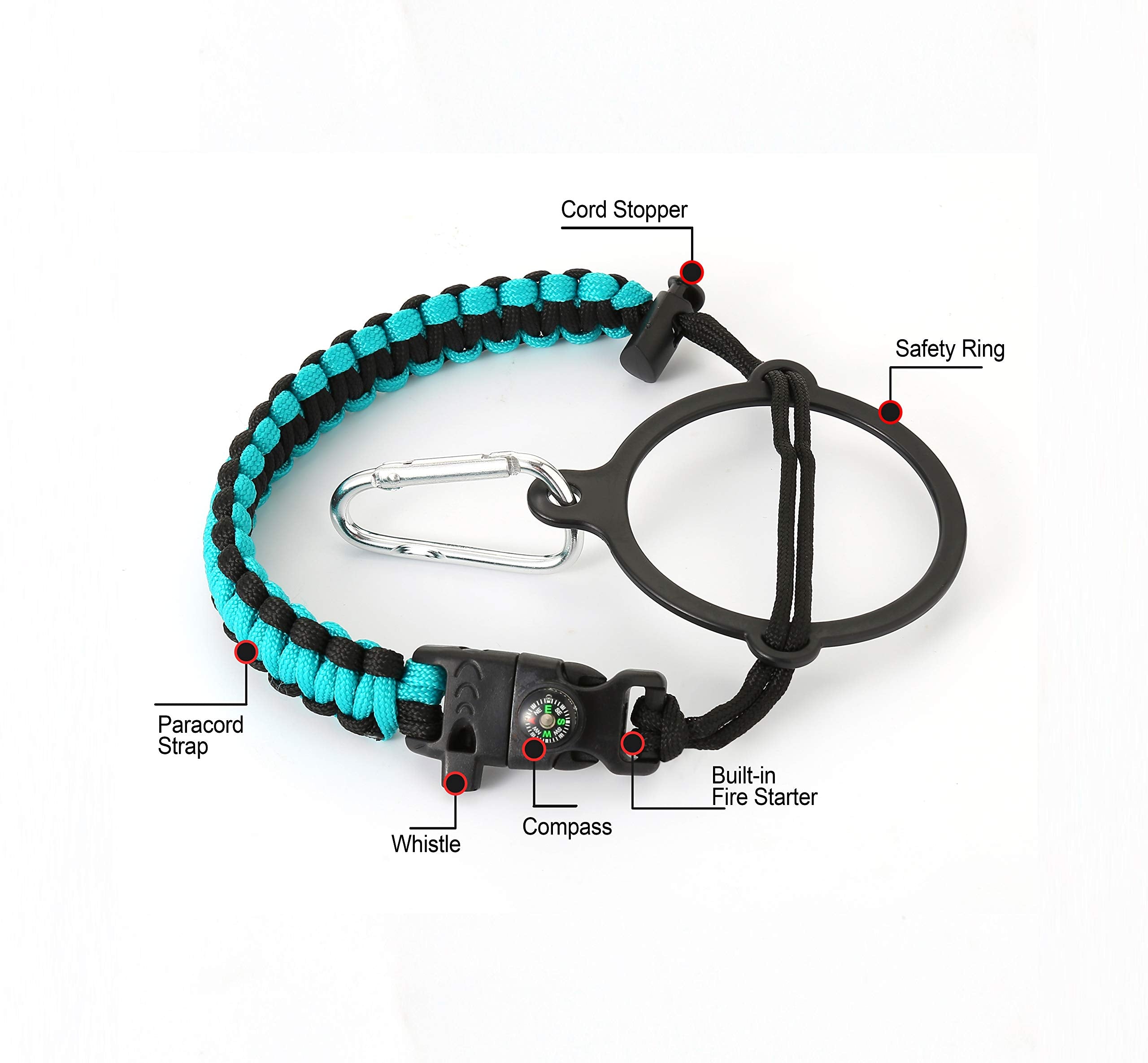Iron       Flask Paracord Handle - Fits Wide Mouth Water Bottles - Durable Carrier, Secure Accessories, Survival Strap Cord, Saf