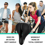 Daway Comfortable Wide Bike Seat - C10 Soft Foam Padded Exercise Bicycle Saddle For Men Women Seniors, Shock Absorbing, Universa