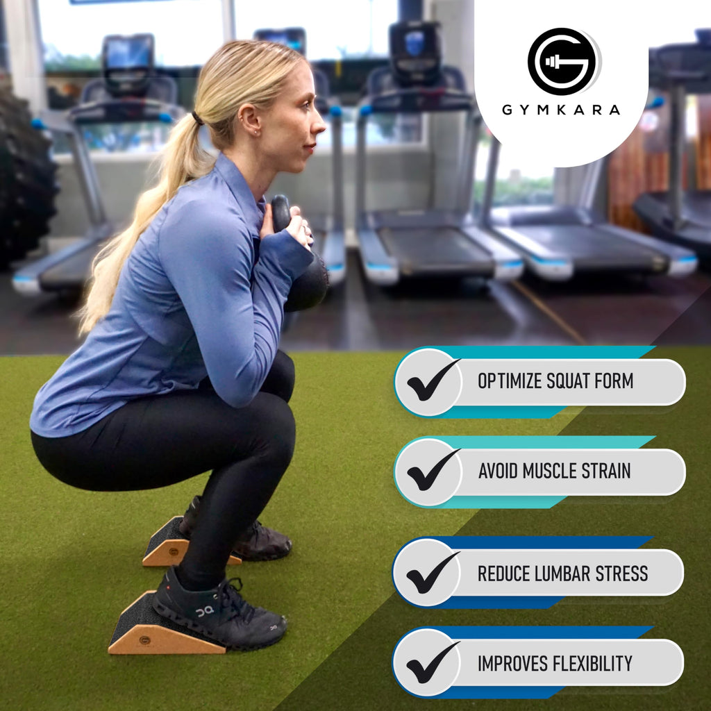 Gymkara Squat Wedge Block Cork 2 Pack - Non Slip Heel Elevated Wedge And Calf Raise Block - Slant Board For Squats To Avoid Musc