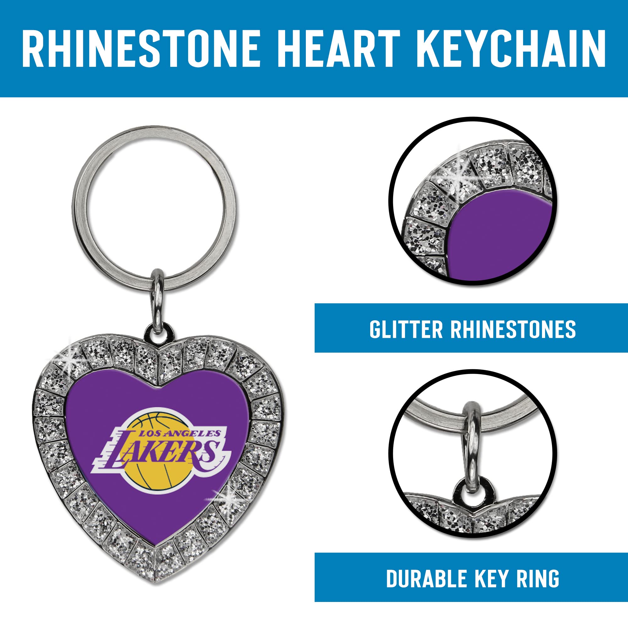 Rico Industries Nfl New York Giants Metal Rhinestone Heart Keychain