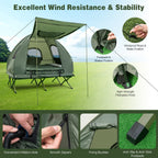 Dortala 2-Person Tent Cot, Foldable Camping Tent W/Air Mattress & Sleeping Bag, Elevated Camping Tent W/Waterproof & Uv-Resistan