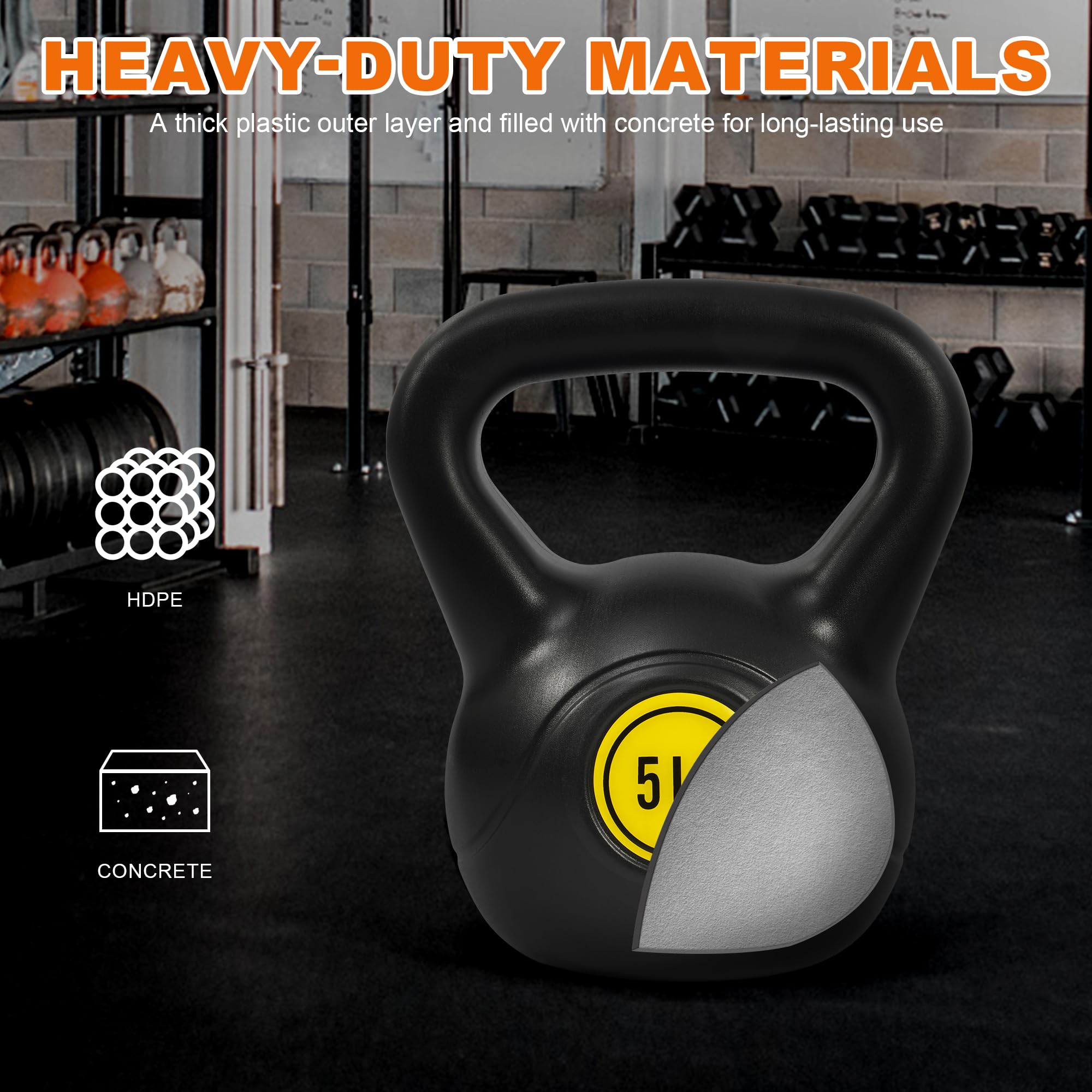 Fitvids Kettlebell Sets 3 Piece Strength Training KettleBells Weight Set 5lb, 10lb, 15lb Kettle Bell