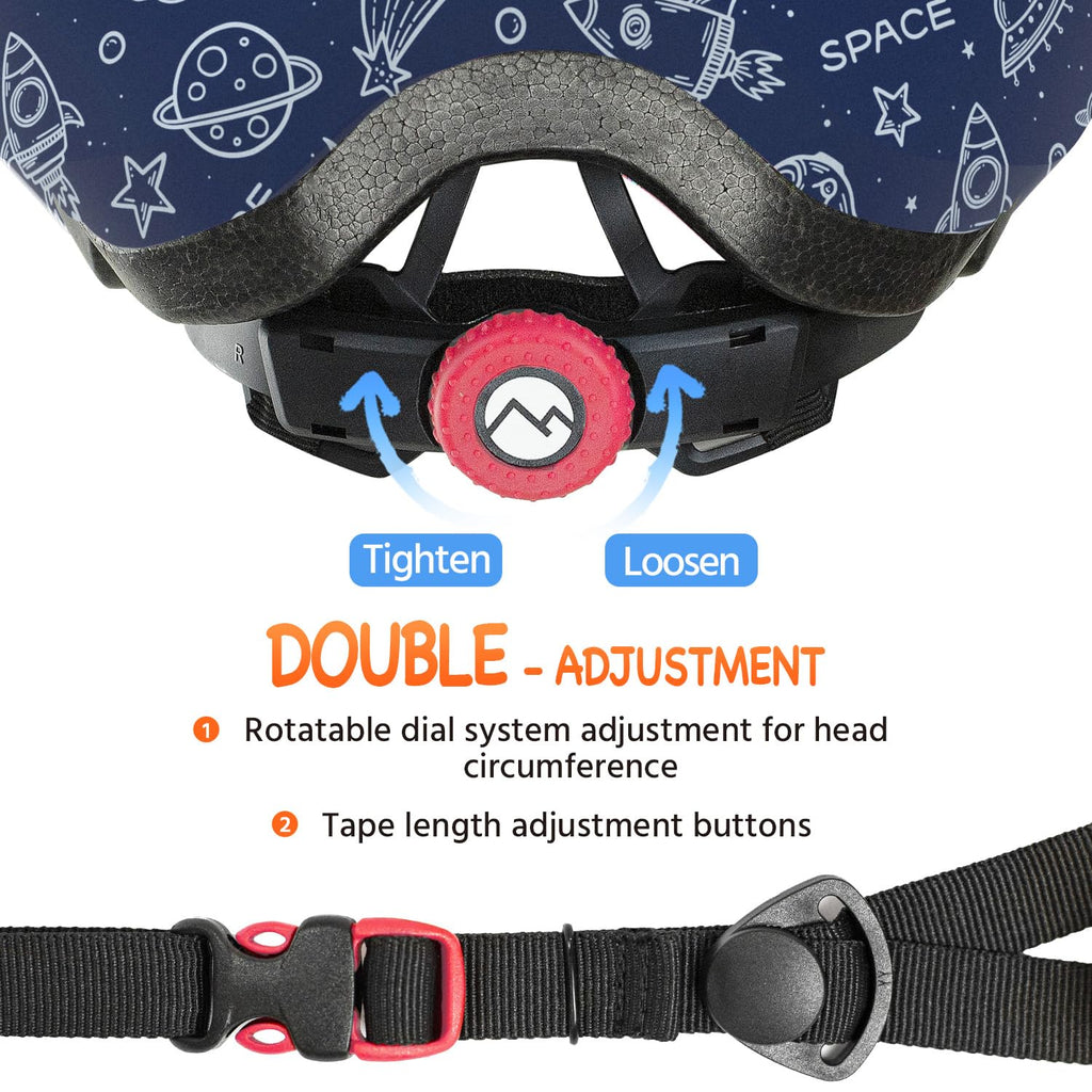 Kids Bike Helmet with Light, Adjustable Helmets from Infant/Toddler/Baby to Children Girls and Boys, Age 2-4/3-6 Years Old,Galax