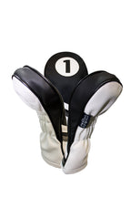 Majek Golf Headcovers Black And White Leather Style 1, 3, X Driver And Fairway Head Covers Fits 460Cc Drivers