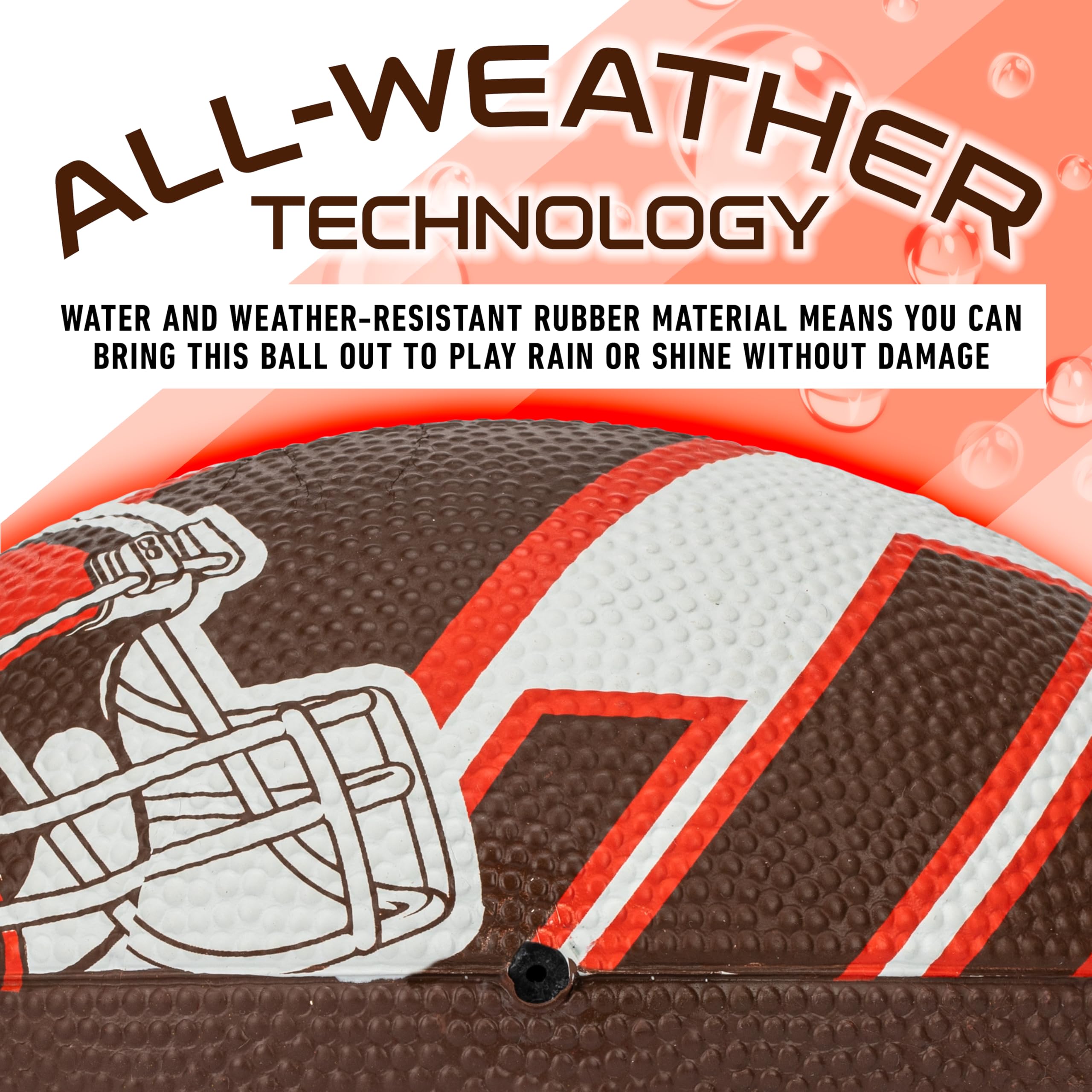 Franklin Sports Nfl Cleveland Browns Football - Youth Football - Mini 8.5'' Rubber Ball - Perfect For Kids - Team Logos And Colo