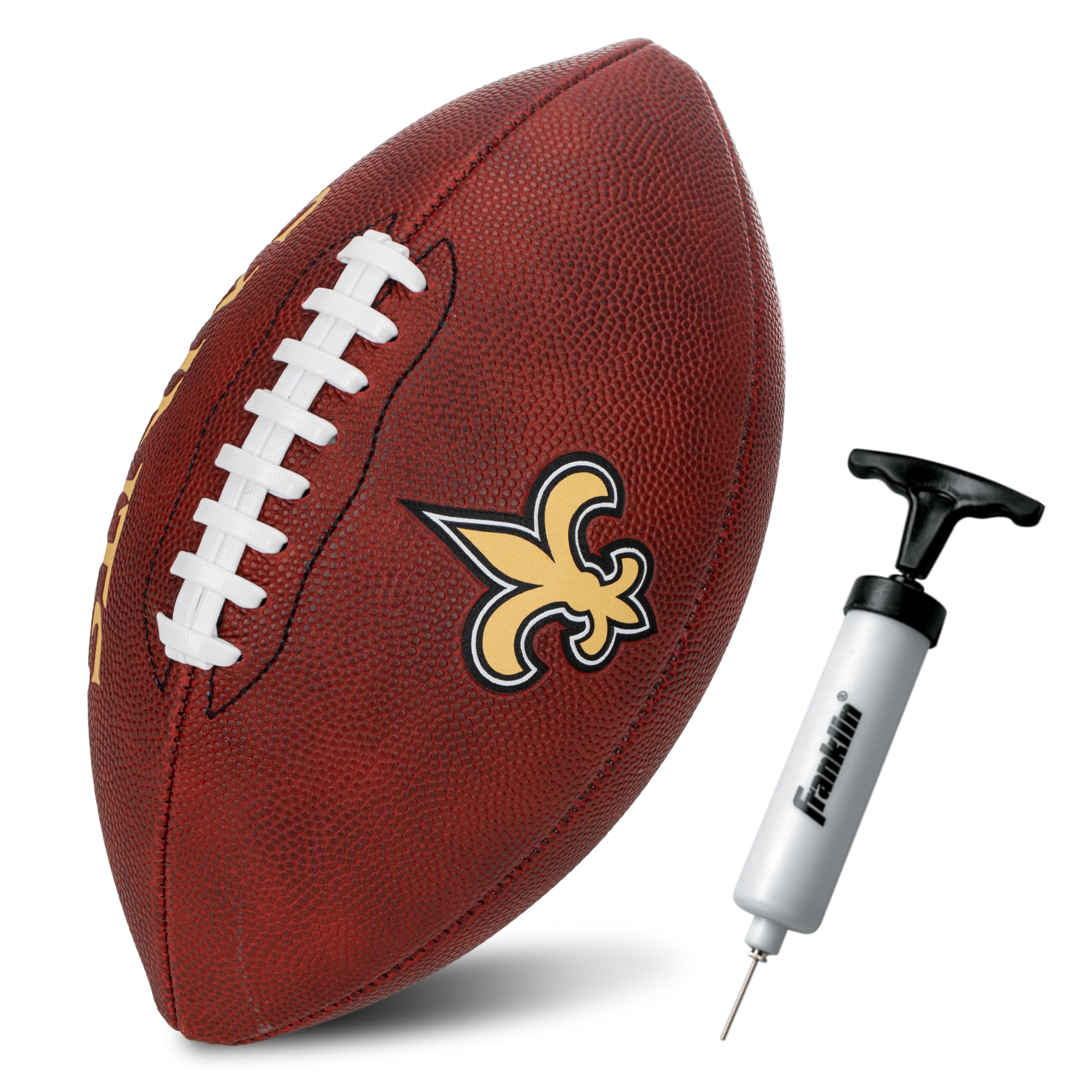 Franklin Sports Nfl New Orleans Saints Football - Youth Junior Size Football For Kids - Official Nfl Team Logo + Colors Youth Ba