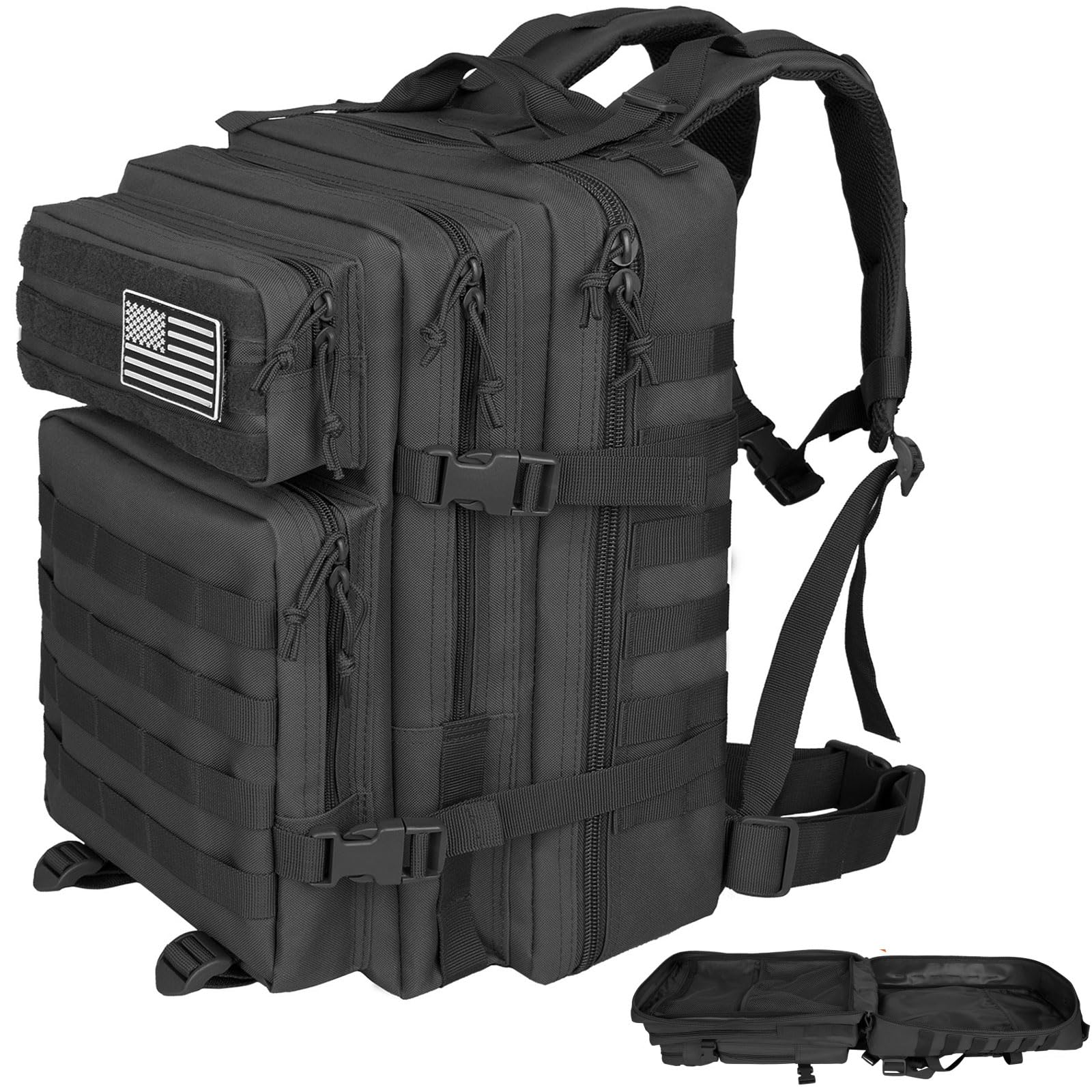 RooPoke 45L Army Tactical Backpack For Men,Large Military Assault Pack 3 Day Bug Out Bag For Women, Molle Daypack Camping Outdoo