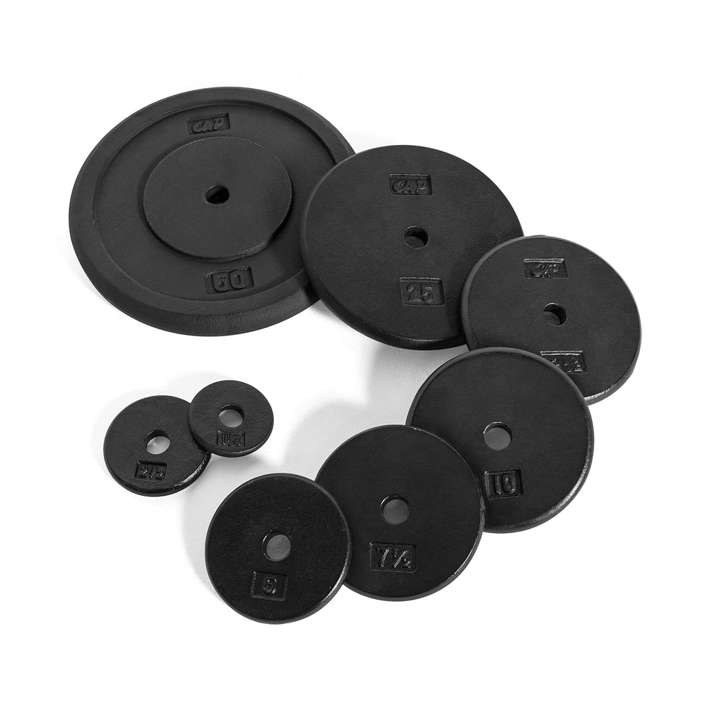 CAP Barbell Cast Iron Standard 1-Inch Weight Plates, Black, 12.5 Pounds