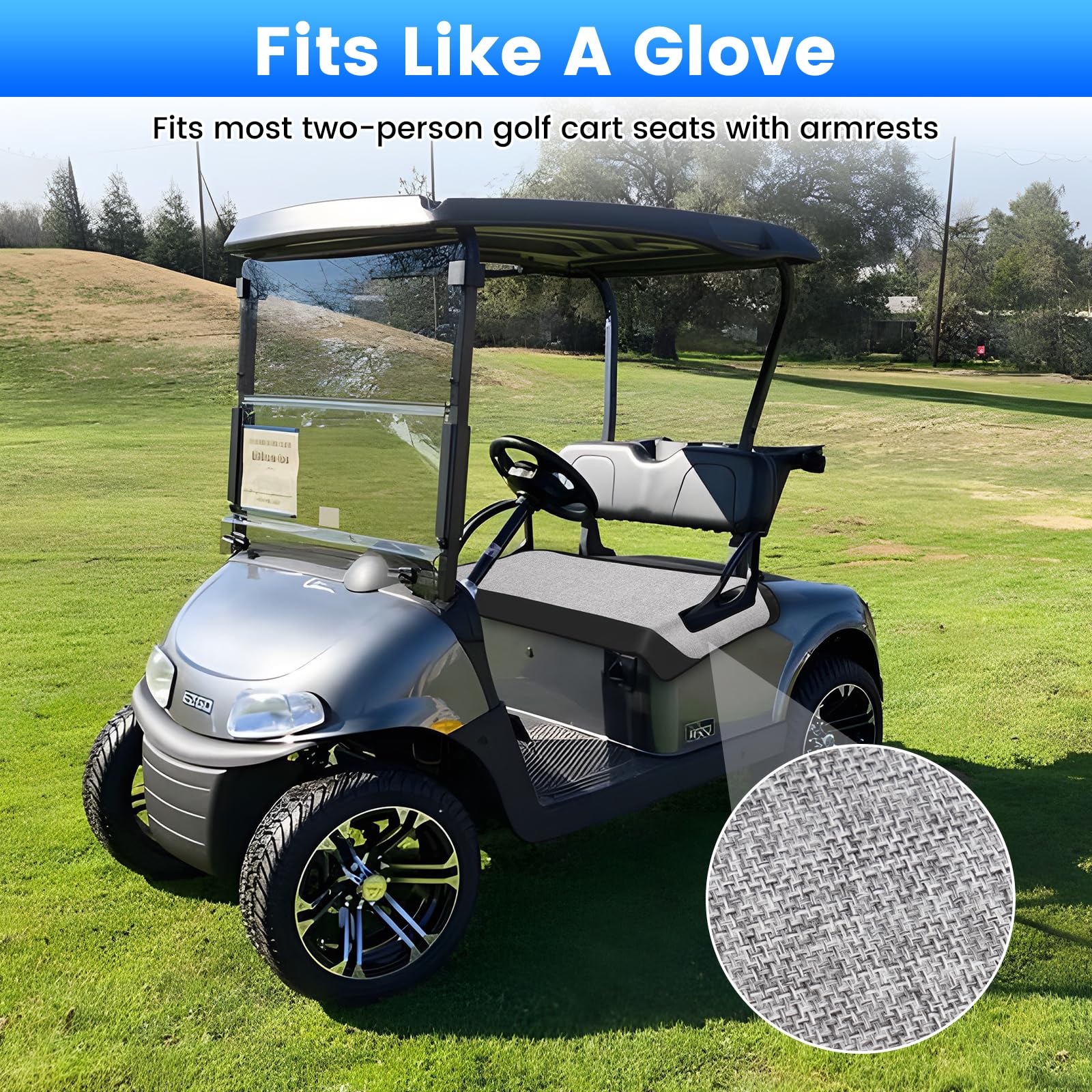 T Tgbros Golf Cart Seat Covers For 2 Person Seats Ezgo, Yamaha & Club Car With Armrests Universal Golf Cart Seat Blanket Cushion