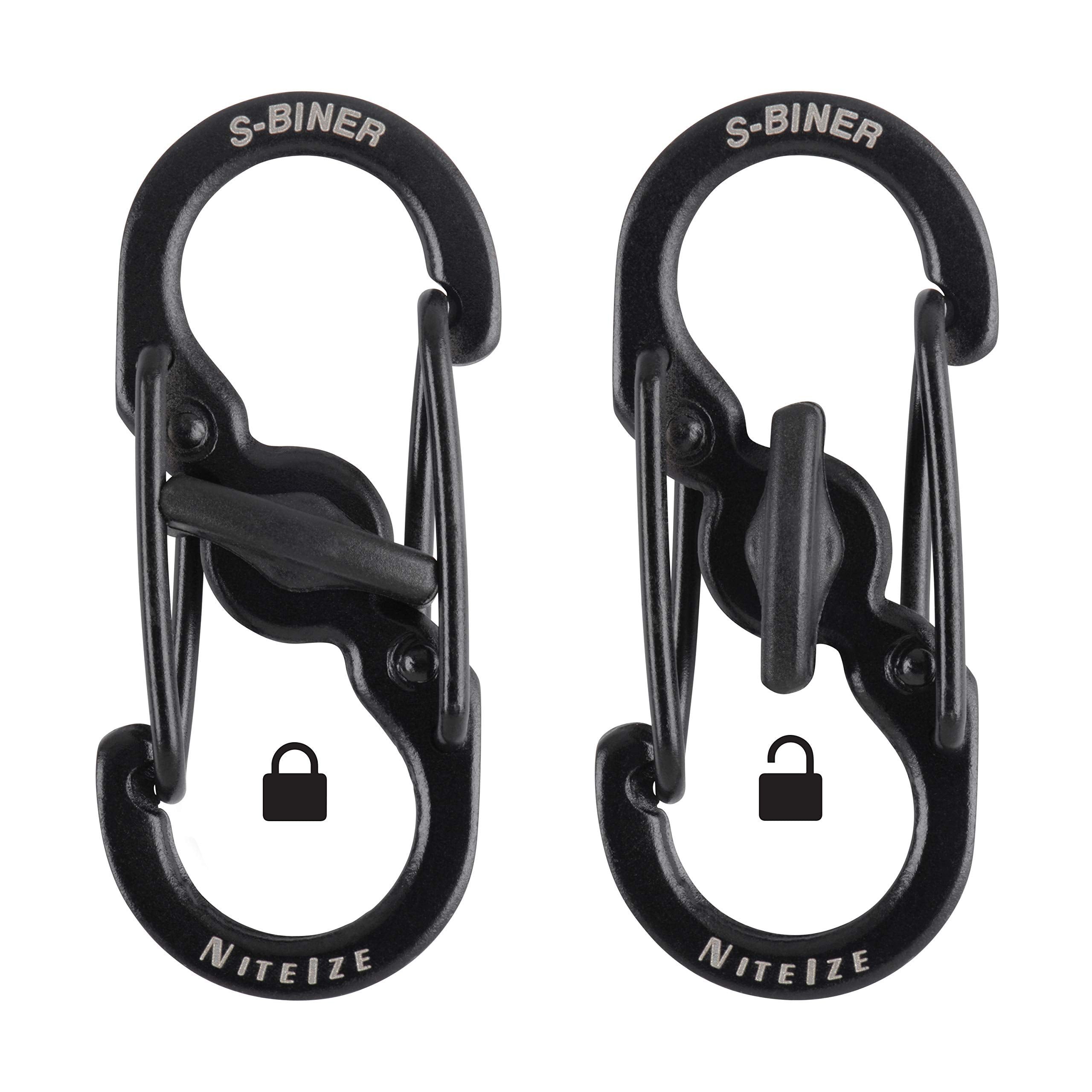 Nite Ize S-Biner Microlock Stainless Steel - S-Biner With Locking Dual Sided Gates - Keep Keys Secure With Carabiner Key Holder