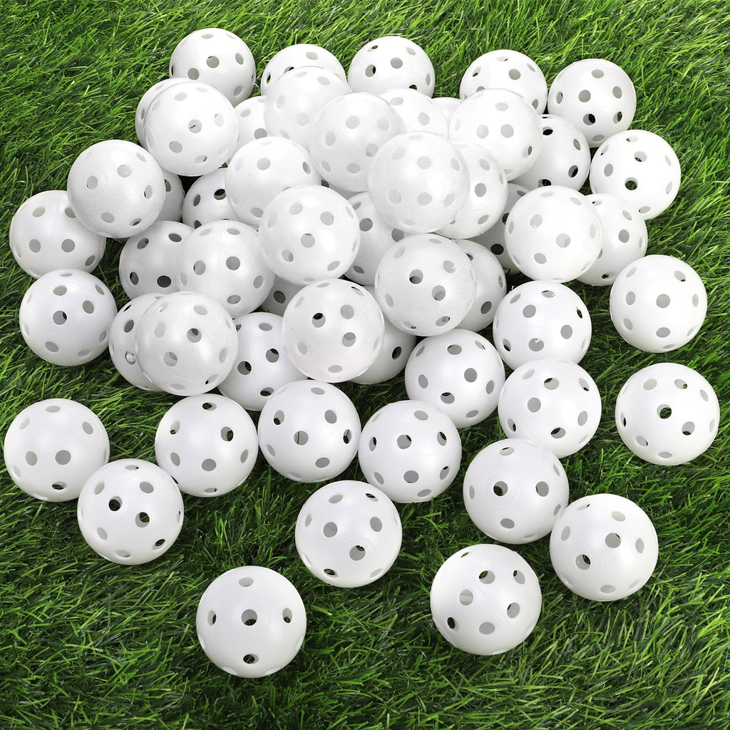 Faswin 100 Pack White Plastic Golf Training Balls, Airflow Hollow 41Mm Golf Balls For Driving Range, Swing Practice, Home Use