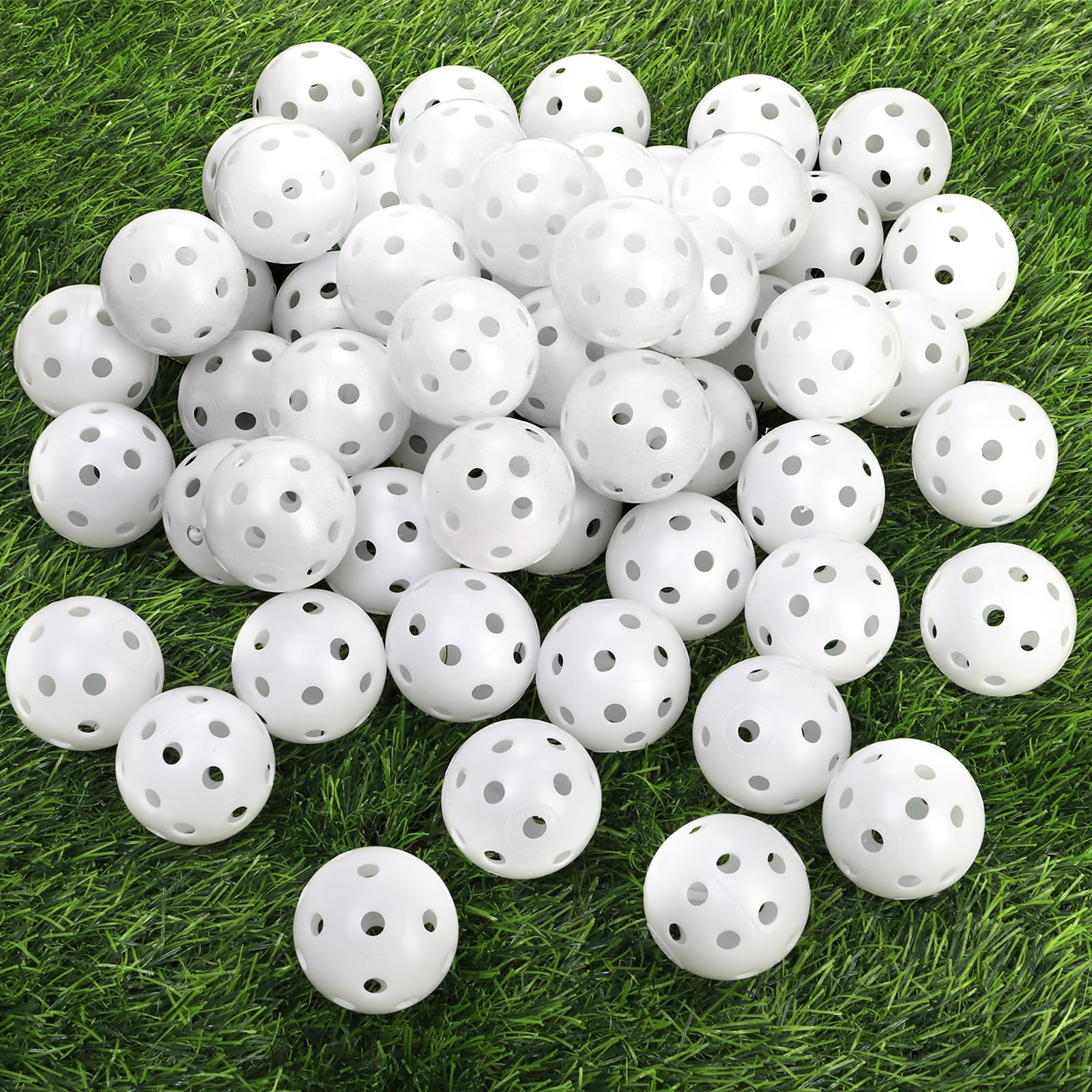 Faswin 100 Pack White Plastic Golf Training Balls, Airflow Hollow 41Mm Golf Balls For Driving Range, Swing Practice, Home Use