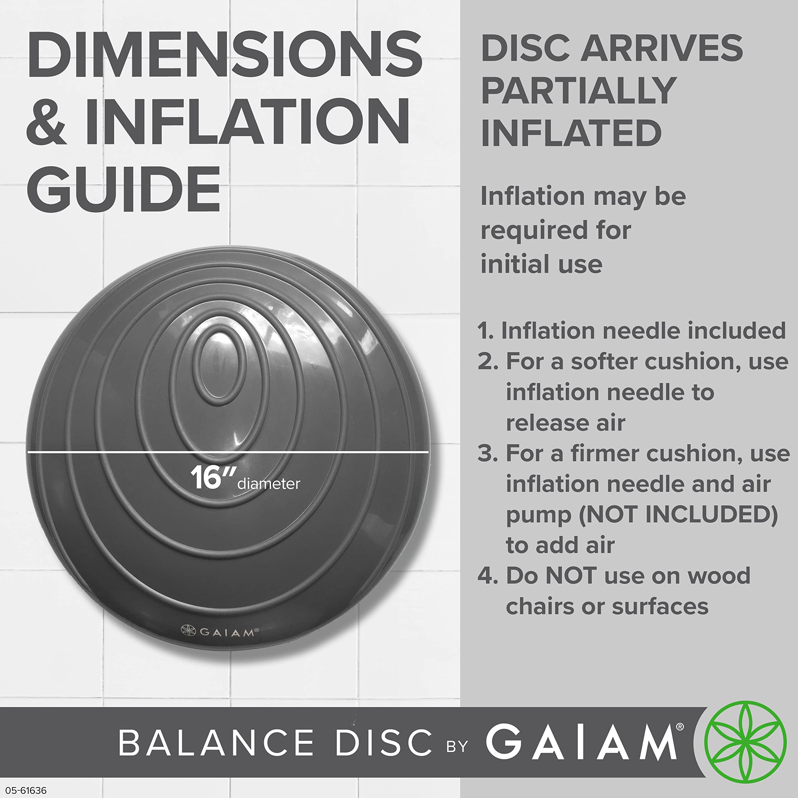 Gaiam Balance Disc Wobble Cushion Stability Core Trainer For Home Or Office Desk Chair And Kids Alternative Classroom Sensory Wi