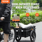 Vevor Bike Cargo Trailer, 88 Lbs Load Capacity, Heavy-Duty Bicycle Wagon Cart, Foldable Compact Storage With Universal Hitch, Wa