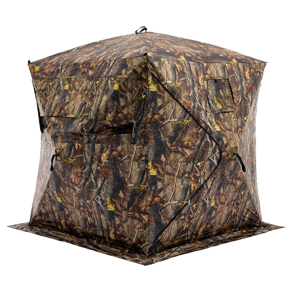 OLIXIS 270See Through Hunting Blind, 2-3 Person Pop Up Camouflage Tent with Carrying Bag, Portable Hunting Tent with Accessory B