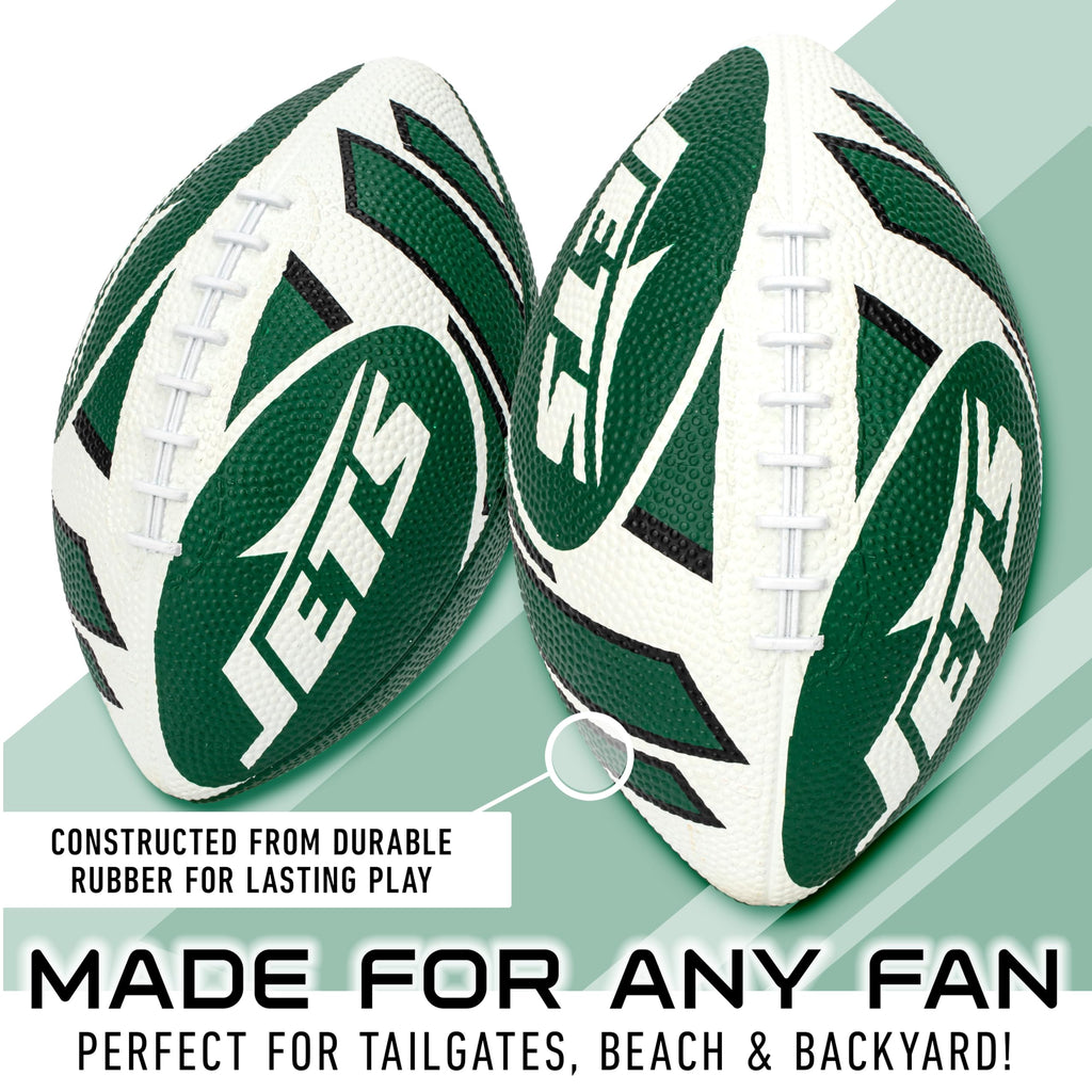Franklin Sports Nfl New York Jets Football - Youth Football - Mini 8.5'' Rubber Ball - Perfect For Kids - Team Logos And Colors