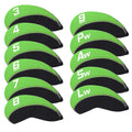 Green & Black 11Pcs/Set Neoprene Iron Headcover Set With Large No. For All Brands Callaway,Ping,Taylormade,Cobra Etc.