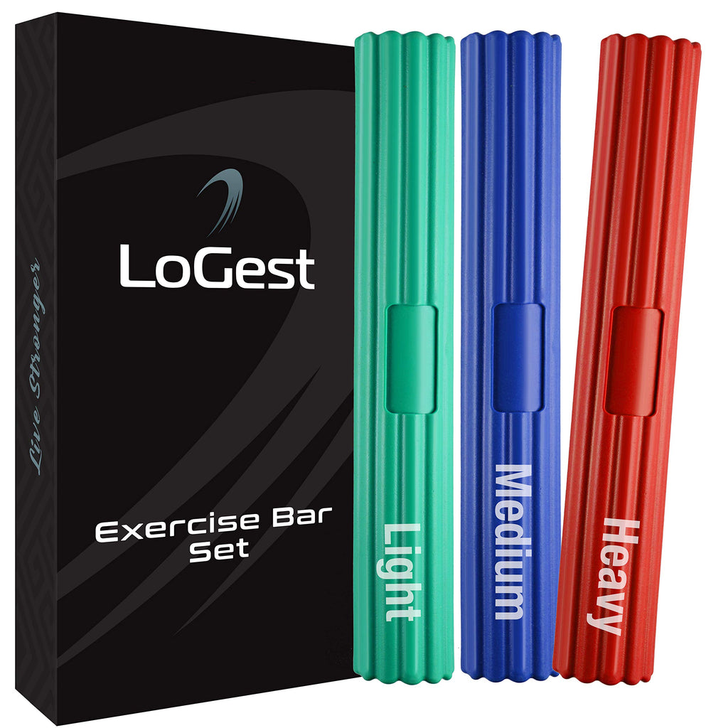 Logest Twist Hand Exerciser Bars - 3 Piece Flexible Bars Strengthener Set - Tennis Elbow, Golfer'S Elbow, Tendonitis, Wrist, For