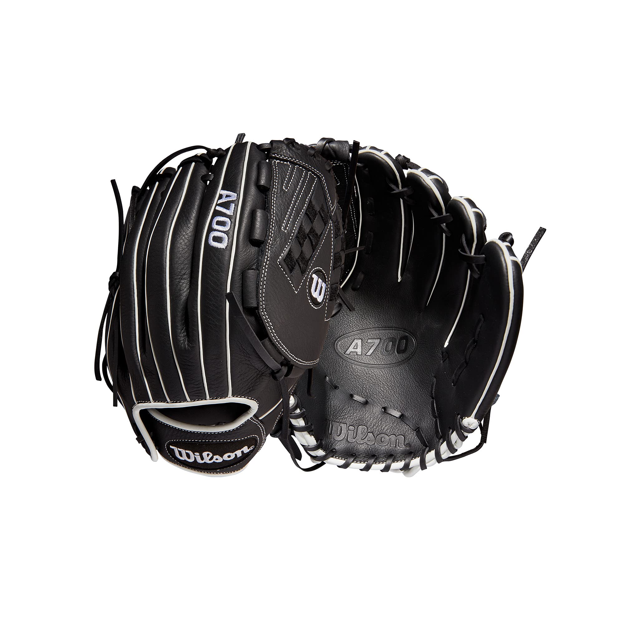 Wilson 2022 A700 12.5'' Fastpitch Outfield Glove - Left Hand Throw, Black/White