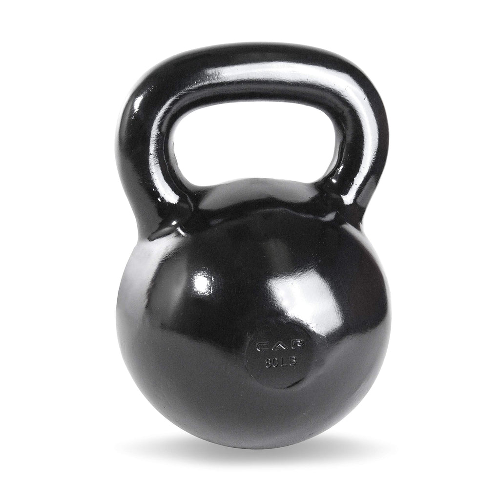 Cap Barbell Sdk2-080 Powder Coated Cast Iron Kettlebell, 80 Lb., Black