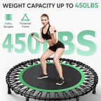 Hyd-Parts 40 Foldable Fitness Trampoline For Adults With 32 Bungee Cords 450Lbs, Portable Exercise Mini Trampoline, Small Reboun