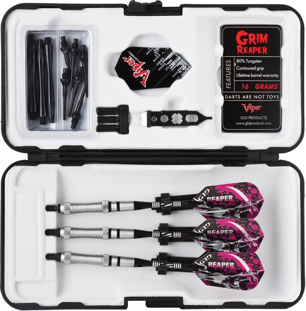 Viper Grim Reaper 80% Tungsten Soft Tip Darts With Storage/Travel Case, Fine Knurling, 18 Grams