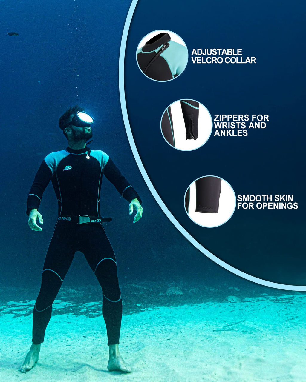 Xuker Wetsuit Men, 3Mm Neoprene Long Sleeve Full Body Front Zip Wet Suit In Cold Water For Diving Surfing Snorkeling Kayaking Sw