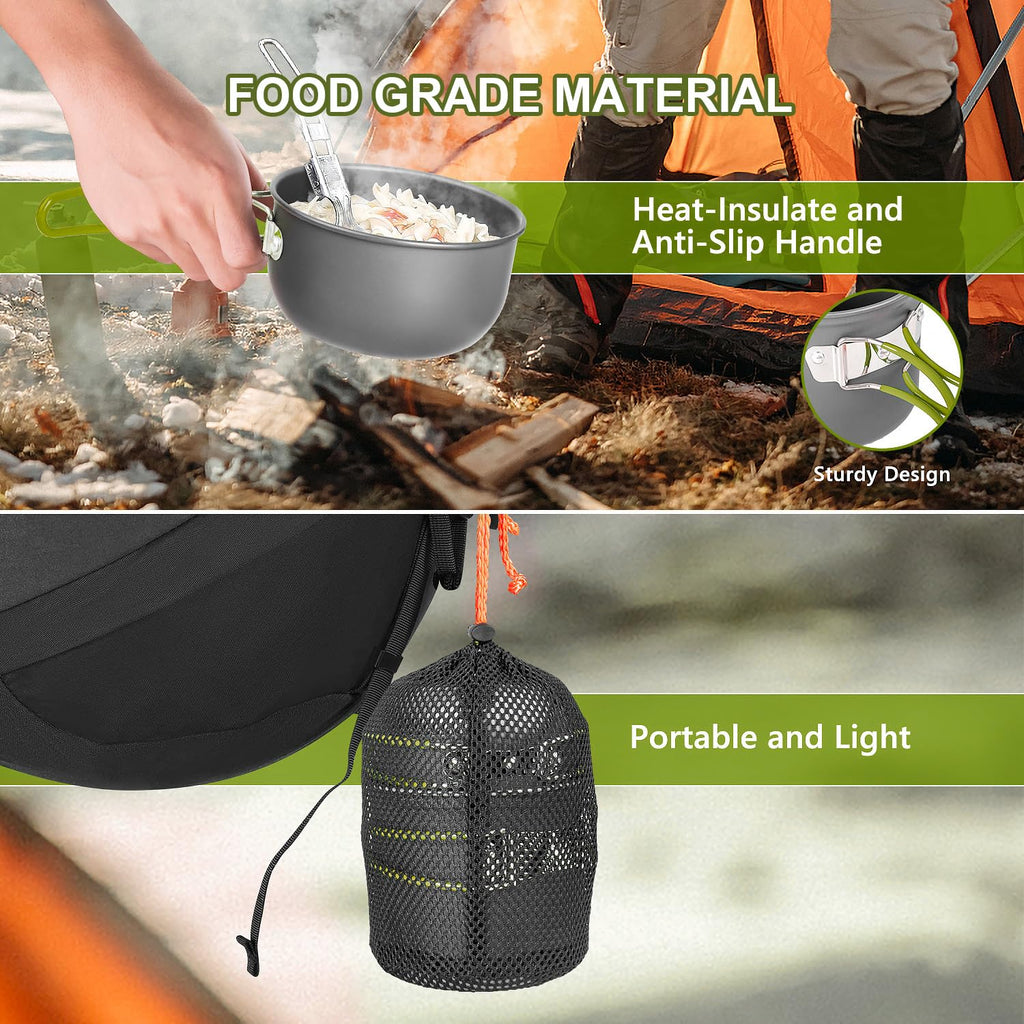 Camping Cookware Set With Stove, Portable Camping Mess Kit With Non-Stick Pots?Pans Set And Folding Fork, Lightweight Backpackin