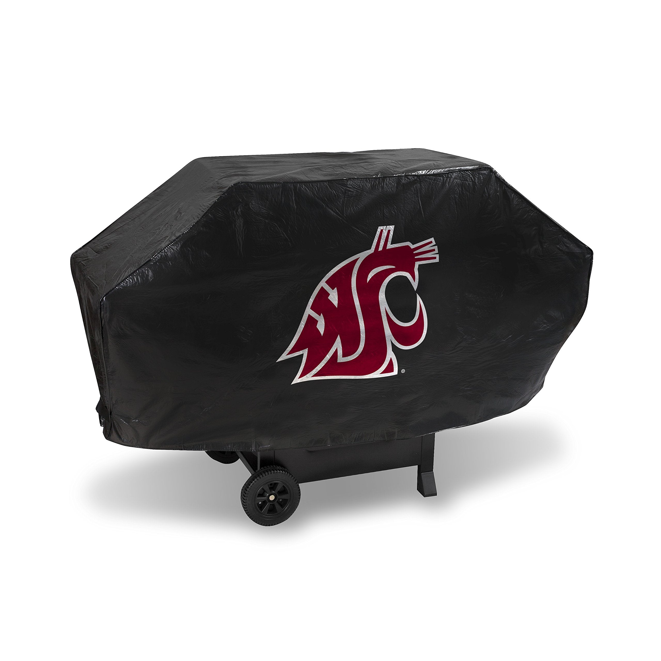 NCAA Rico Industries Washington State Cougars Black Deluxe Grill Cover Deluxe Vinyl Grill Cover - 68 Wide/Heavy Duty/hook and lo