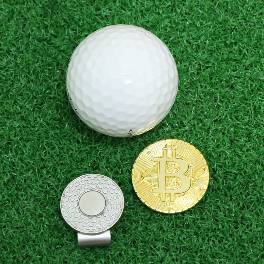Lefeng 2Pcs Bitcoin Golf Ball Marker With Magnetic Hat Clips - Golf Accessories And Gift Ideas For Men And Women Golfer - Remova