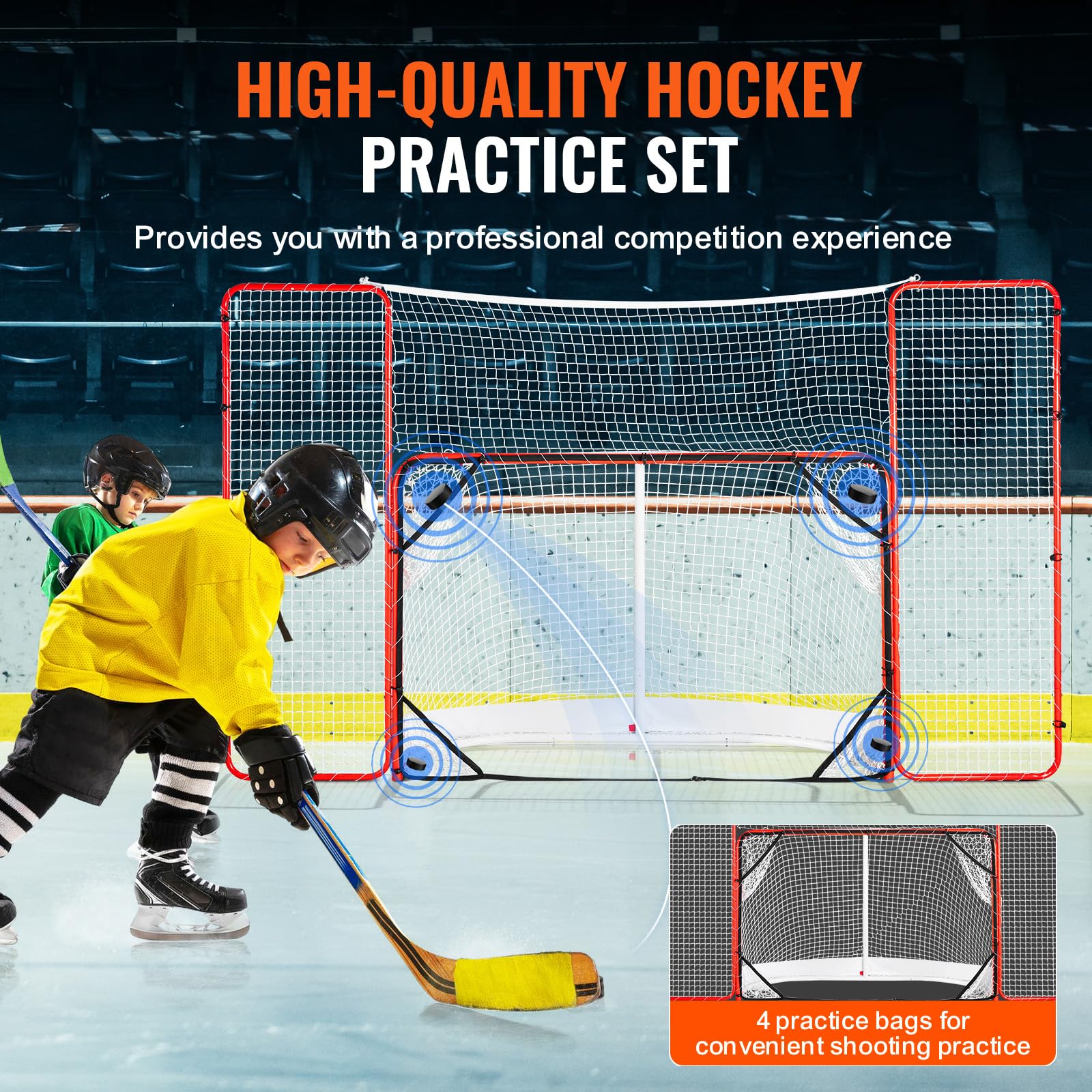 Vevor Hockey Goal With Backstop And Targets Street Outdoor Steel Hockey Net 72''