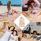 Waterproof Sandproof Beach Blanket, 9 Ft X 10 Ft Extra Large Beach Mat For 8 Adults, Lightweight Polyester Outdoor Picnic Blanke