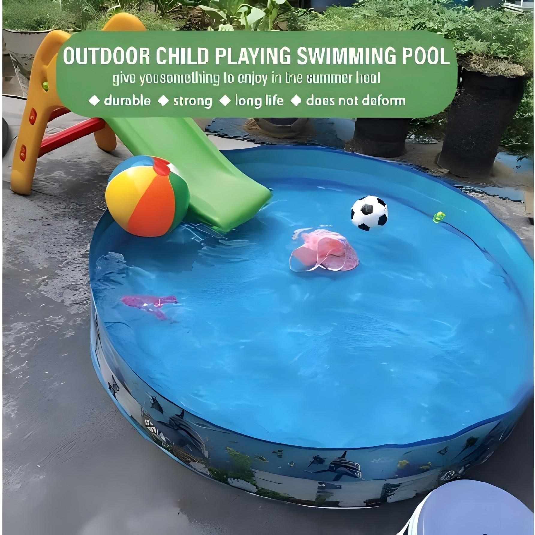 Nuwani Kiddie Pools - Round Plastic Pool For Kids, Toddler & Baby - Easy Non Inflatable Snapset Kid Pool - Large Collapsible Swi