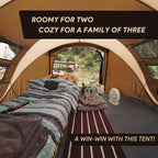 Hui Lingyang 4 Person Easy Pop Up Tent, 9.5X6.6X52'', Waterproof Automatic Setup, 2 Doors-Instant Family Tents For Hiking, Campi