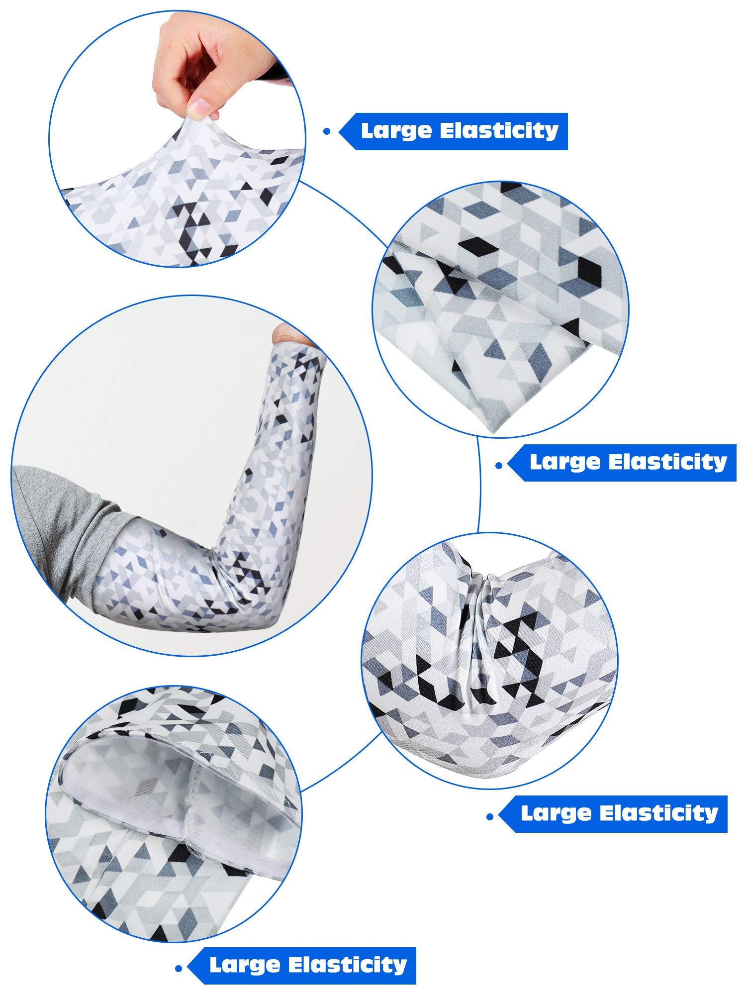 Hicarer 10 Pairs Sun Protection Arm Sleeves Cooling Sports Compression Athletic Sleeves For Basketball Running Cycling Golfing (