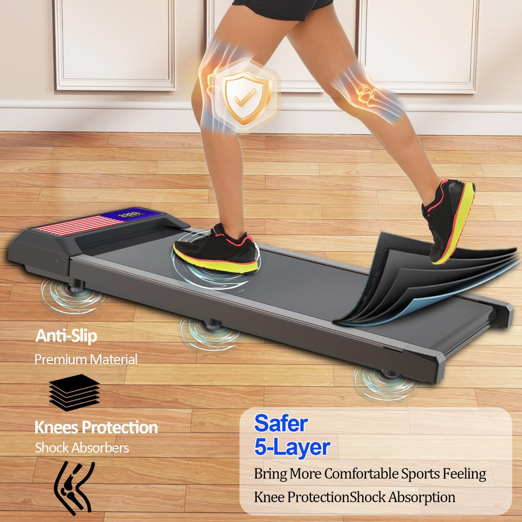 Under Desk Treadmill,Walking Pad With 5% Incline,Treadmills For Home & Office, 2.5Hp Portable Treadmill With Remote Control And
