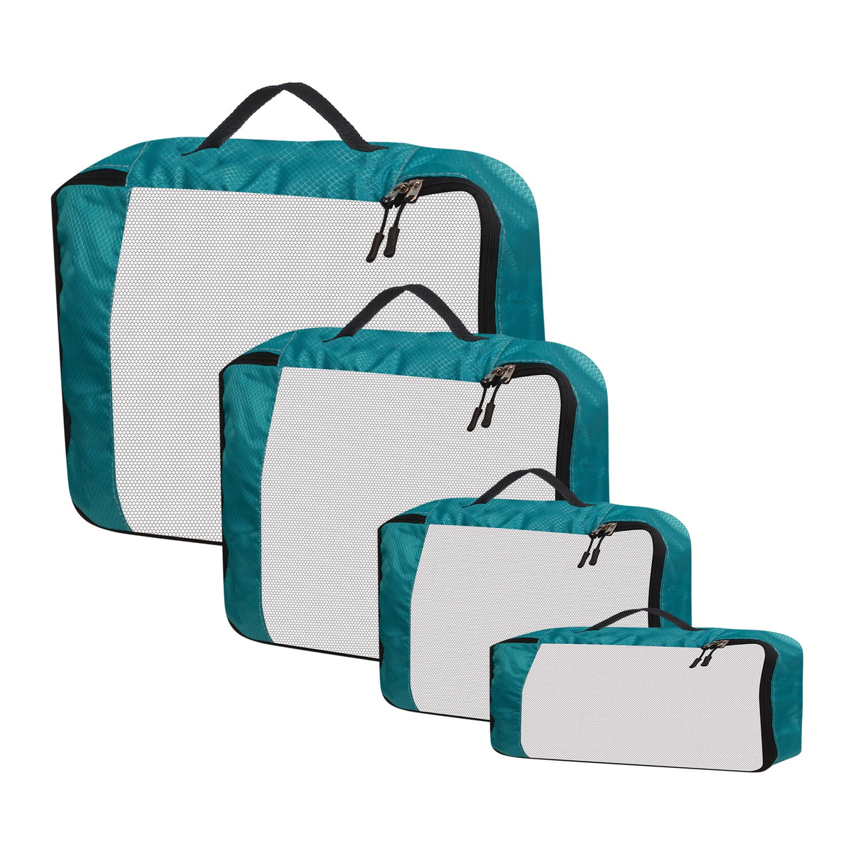 Gomajo Polyester Packing Cubes Travel Pouch Bag Suitcase Luggage Organiser Set Of 4 (Large, Medium, Small And Slim) (Sky Blue)