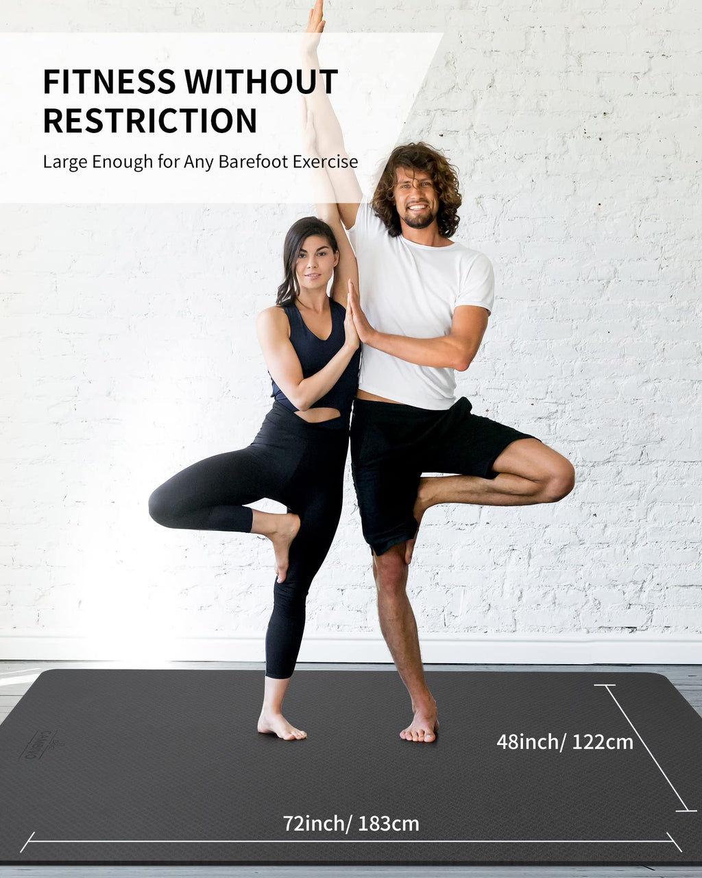 CAMBIVO Large Yoga Mat (6x 4), Extra Wide Workout Mat for Men and Women, 0.4 Thick Exercise Fitness TPE Mat for Home Gym, Yo