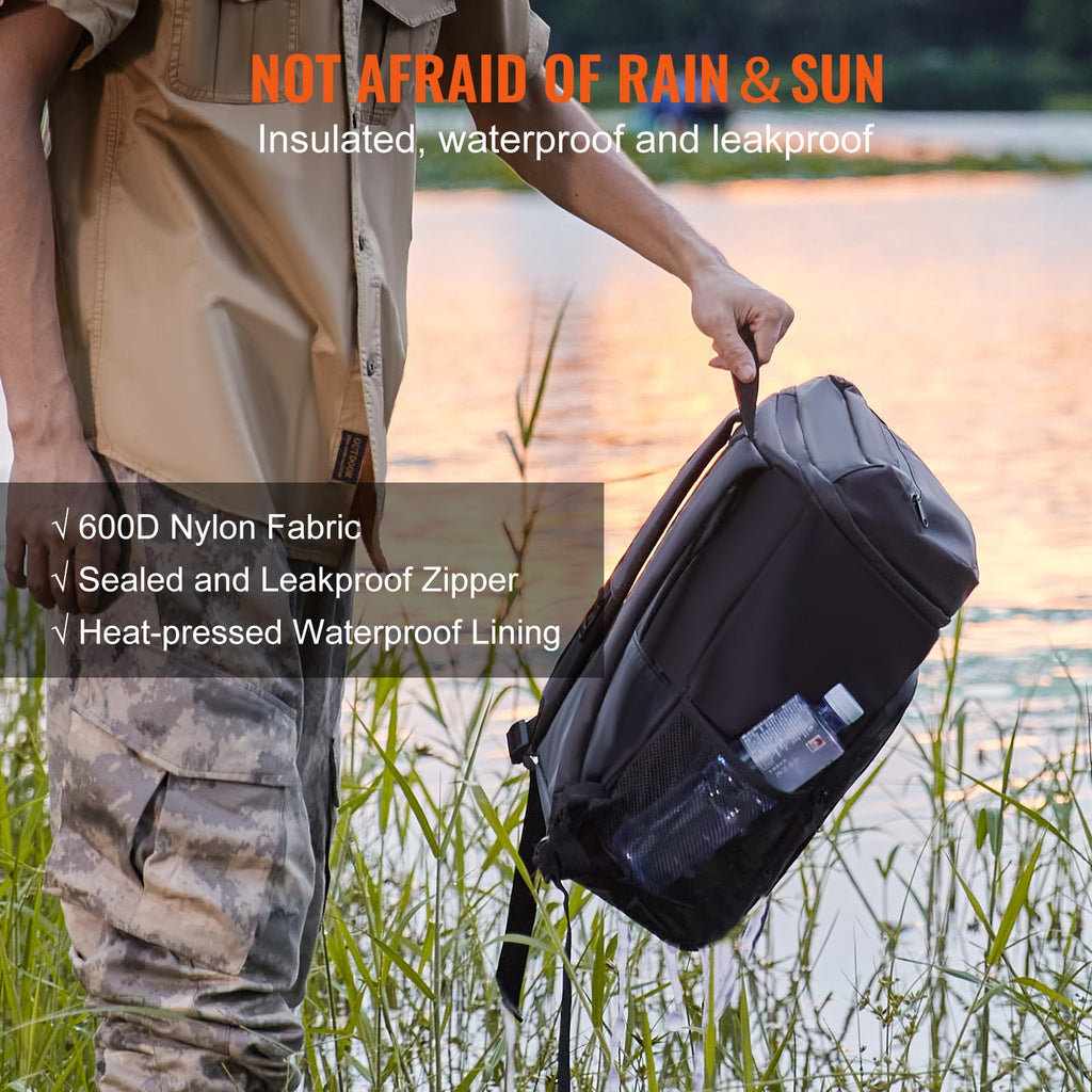 Vevor Cooler Backpack, 20L Capacity, Waterproof And Leakproof, Adjustable Shoulder Straps, Lightweight, Black